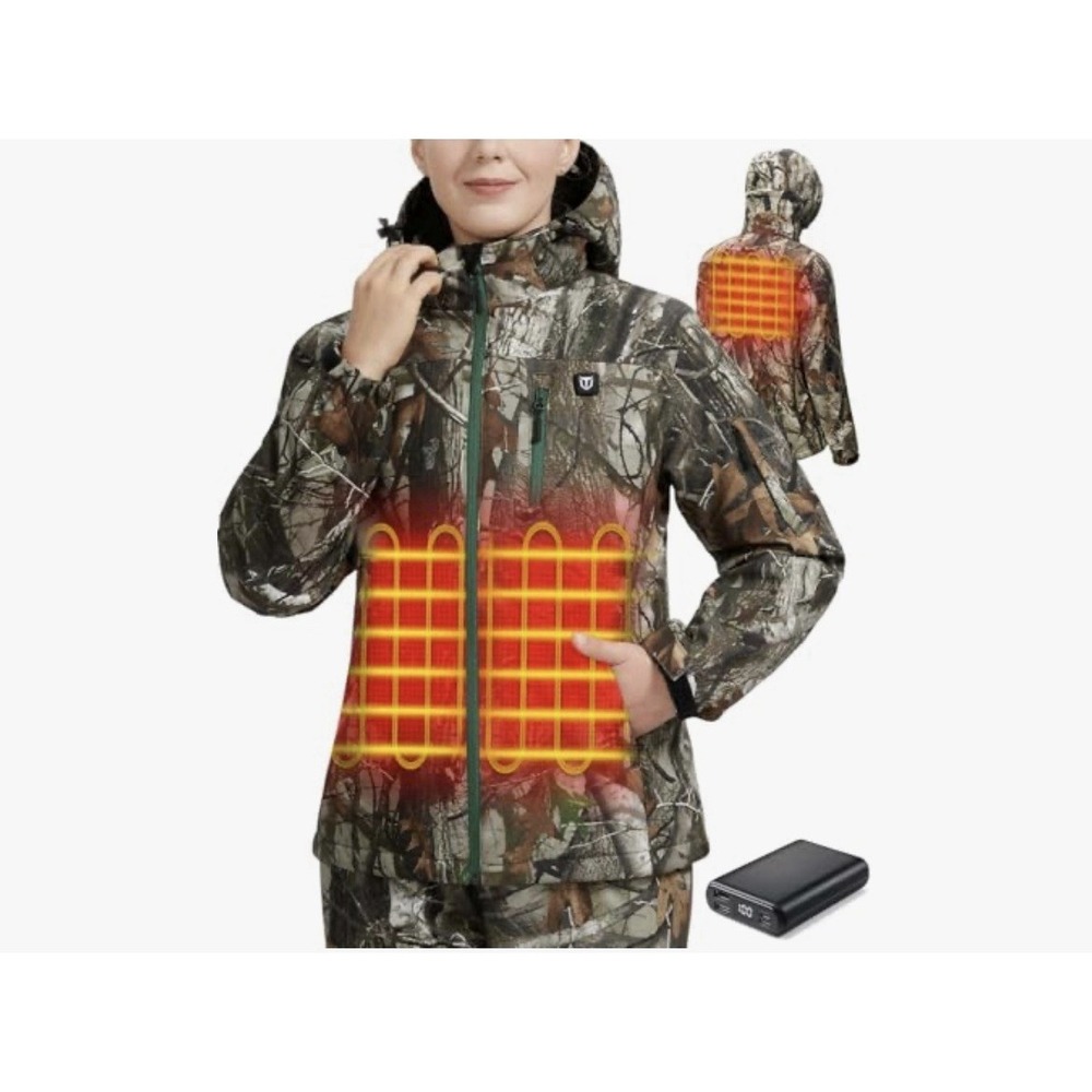 TIDEWE Heated Jacket Camo Size Large for Women with Battery Pack